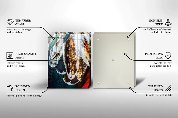 Placă sticla protectie aragaz Pene de pasăre boho