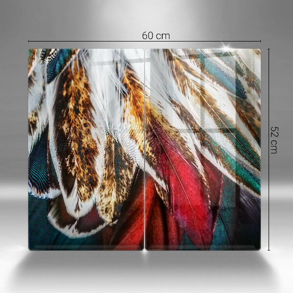 Placă sticla protectie aragaz Pene de pasăre boho