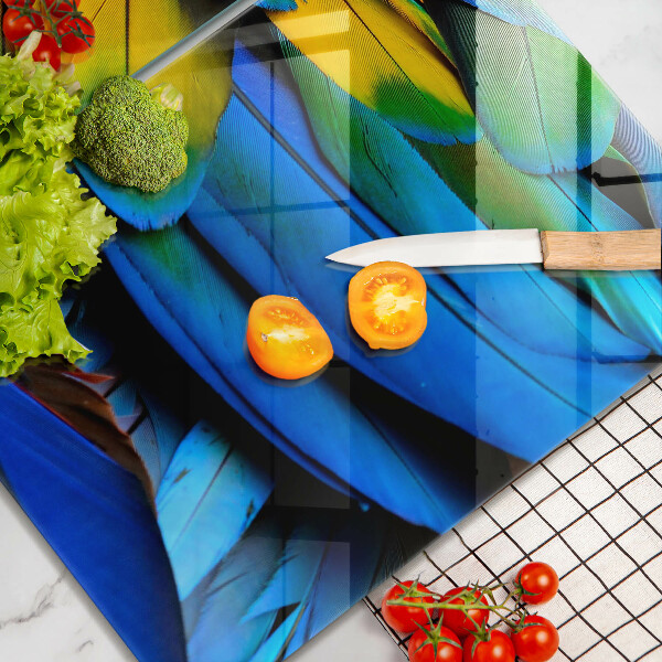 Placă sticla protectie aragaz Pene de papagal colorate