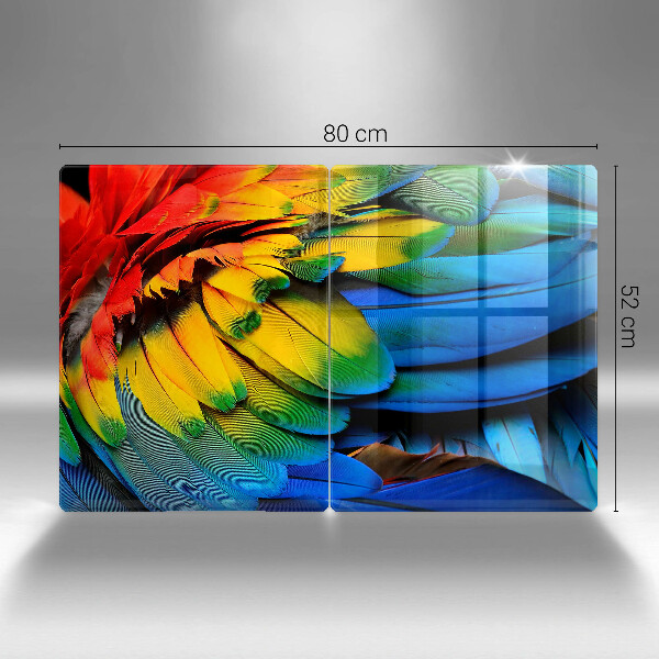 Placă sticla protectie aragaz Pene de papagal colorate