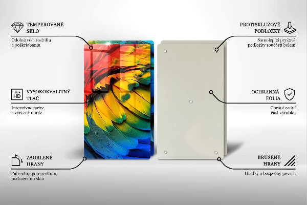 Placă sticla protectie aragaz Pene de papagal colorate