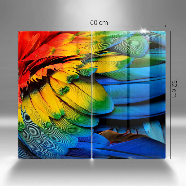 Placă sticla protectie aragaz Pene de papagal colorate