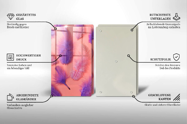 Placă din sticla protectie perete Pene pufoase