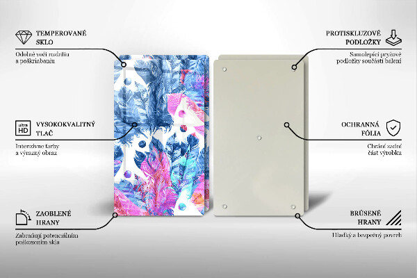 Placă din sticla protectie perete Ilustrație boho cu pene