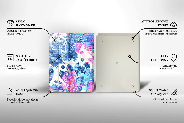 Placă din sticla protectie perete Ilustrație boho cu pene