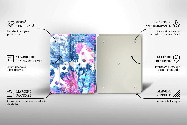 Placă din sticla protectie perete Ilustrație boho cu pene