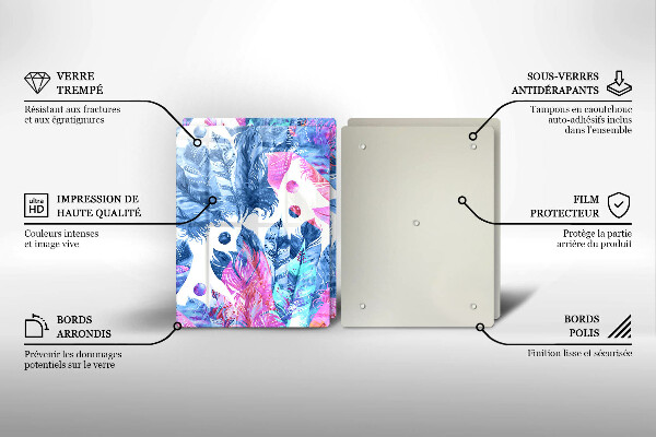 Placă din sticla protectie perete Ilustrație boho cu pene