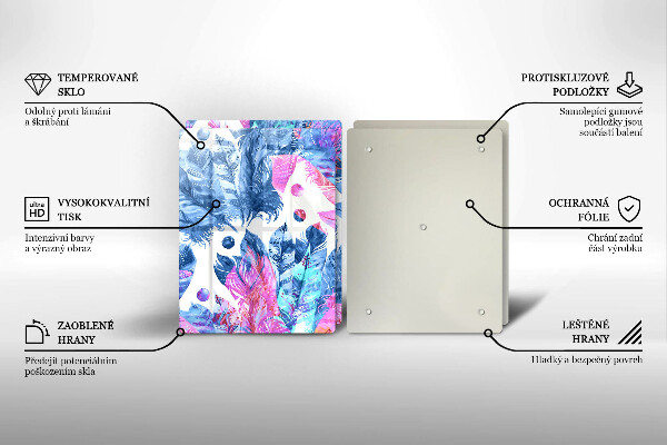 Placă din sticla protectie perete Ilustrație boho cu pene