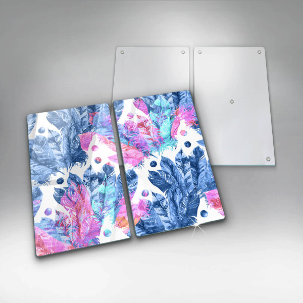 Placă din sticla protectie perete Ilustrație boho cu pene