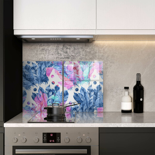 Placă din sticla protectie perete Ilustrație boho cu pene