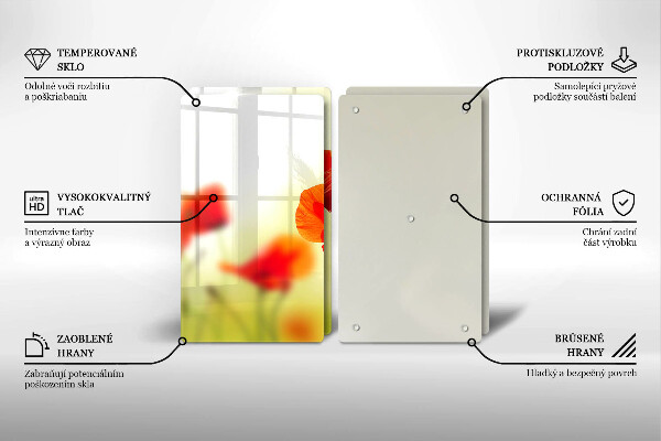 Placă sticla protectie aragaz Flori roșii de maci