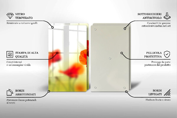 Placă sticla protectie aragaz Flori roșii de maci