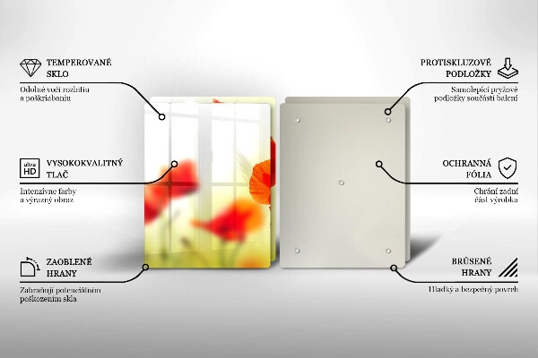 Placă sticla protectie aragaz Flori roșii de maci