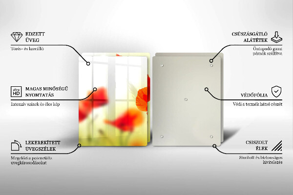 Placă sticla protectie aragaz Flori roșii de maci