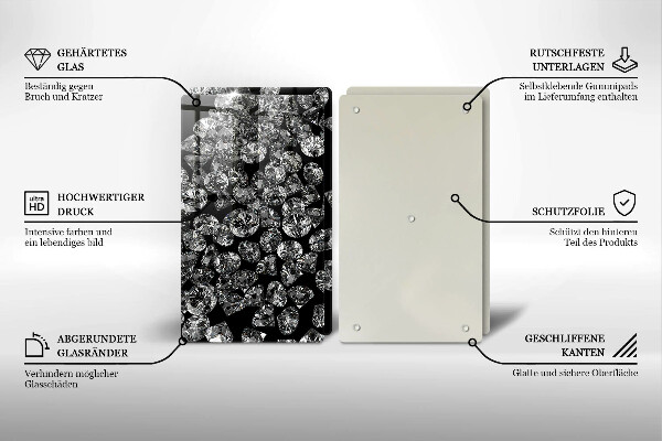 Placă sticla protectie aragaz Diamante diamante