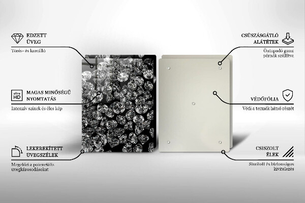 Placă sticla protectie aragaz Diamante diamante