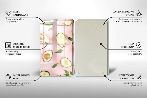 Placă sticla protectie aragaz Model de avocado