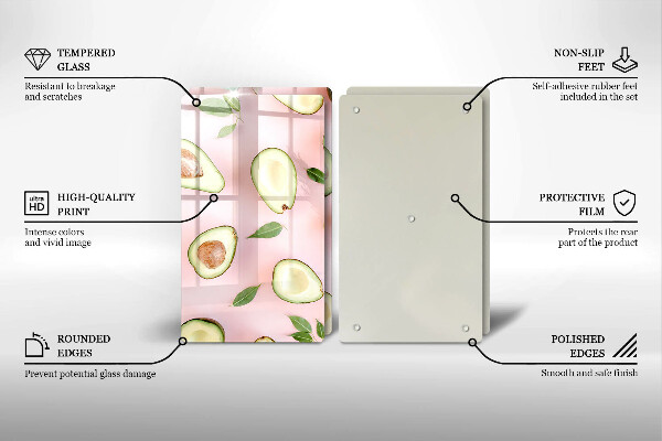 Placă sticla protectie aragaz Model de avocado