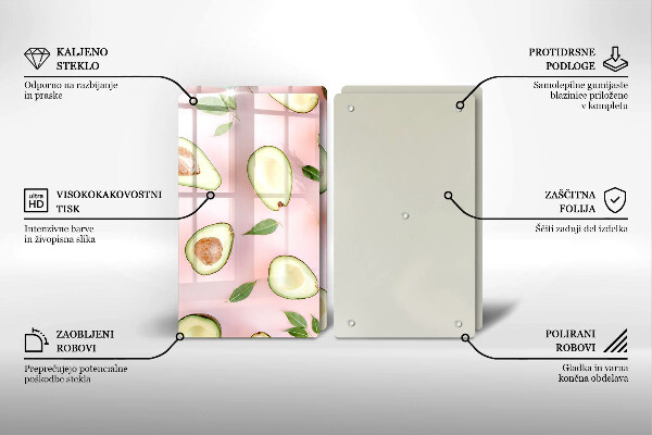 Placă sticla protectie aragaz Model de avocado