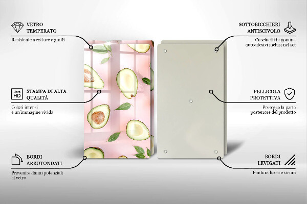 Placă sticla protectie aragaz Model de avocado