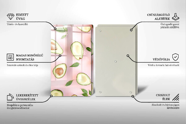 Placă sticla protectie aragaz Model de avocado