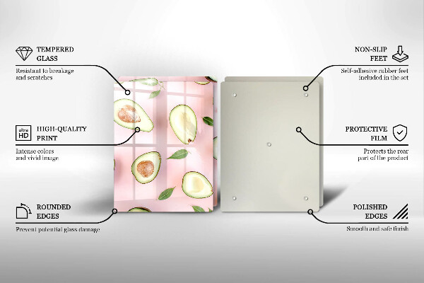 Placă sticla protectie aragaz Model de avocado