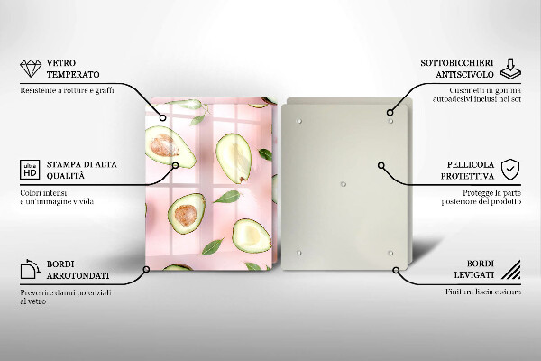 Placă sticla protectie aragaz Model de avocado