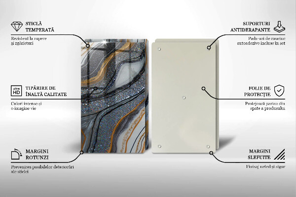 Placă din sticla protectie perete Stâncă cu aur