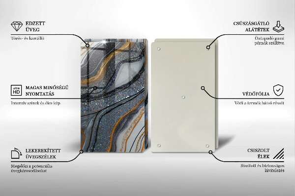 Placă din sticla protectie perete Stâncă cu aur