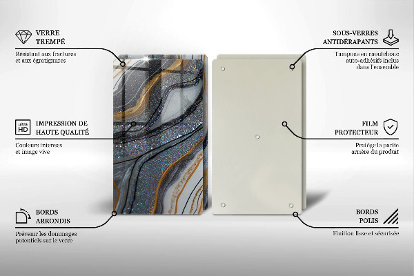 Placă din sticla protectie perete Stâncă cu aur