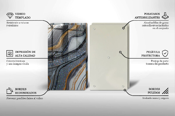 Placă din sticla protectie perete Stâncă cu aur