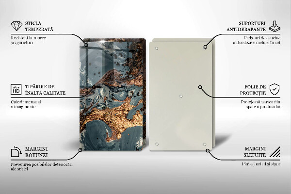 Placă din sticla protectie perete Structură de rocă aurie