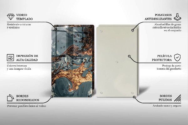 Placă din sticla protectie perete Structură de rocă aurie