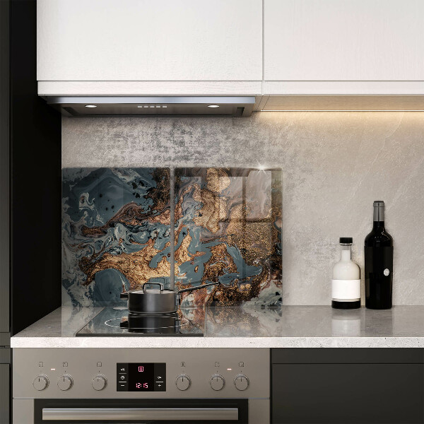 Placă din sticla protectie perete Structură de rocă aurie