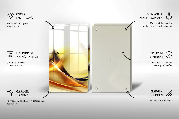 Placă sticla protectie aragaz Linii abstracte de lumină