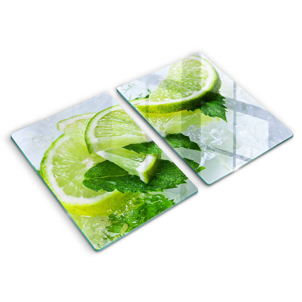 Placă sticla protectie aragaz Lime menta si gheata
