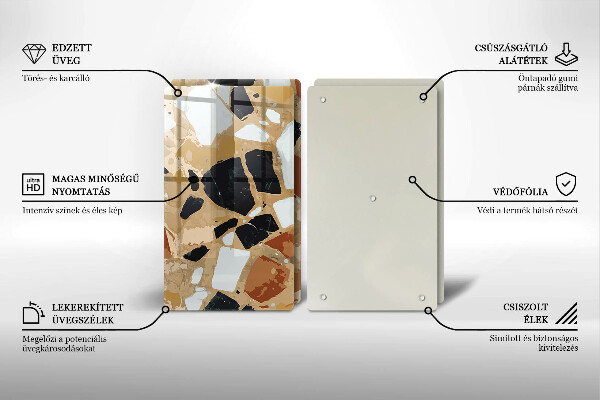 Placă sticla protectie aragaz Farfurie cu pietre decorative