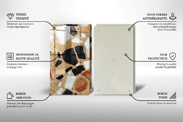 Placă sticla protectie aragaz Farfurie cu pietre decorative