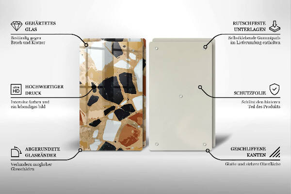 Placă sticla protectie aragaz Farfurie cu pietre decorative