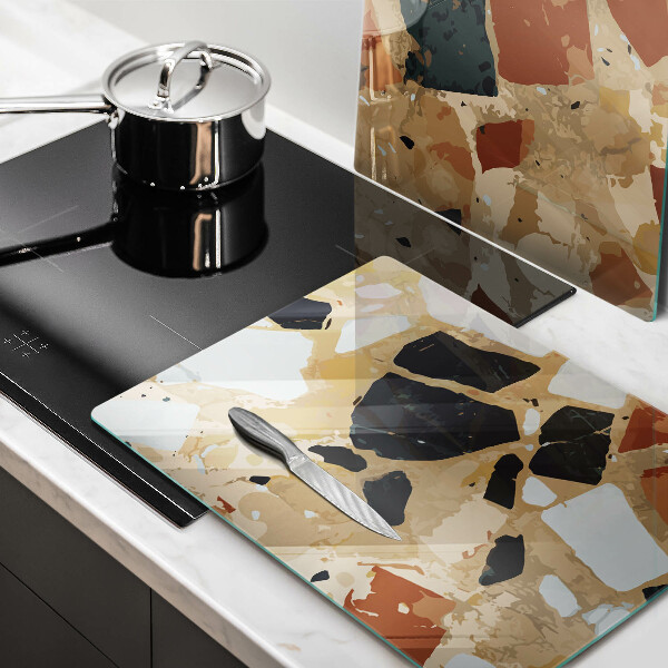 Placă sticla protectie aragaz Farfurie cu pietre decorative