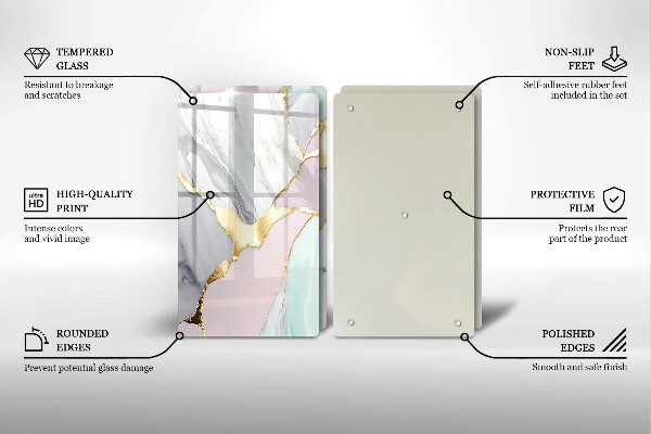 Placă din sticla protectie perete Marmură pastel