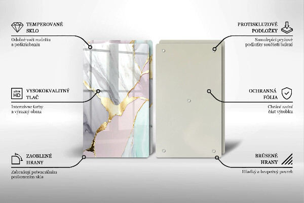 Placă din sticla protectie perete Marmură pastel