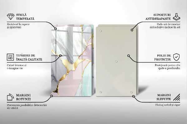 Placă din sticla protectie perete Marmură pastel