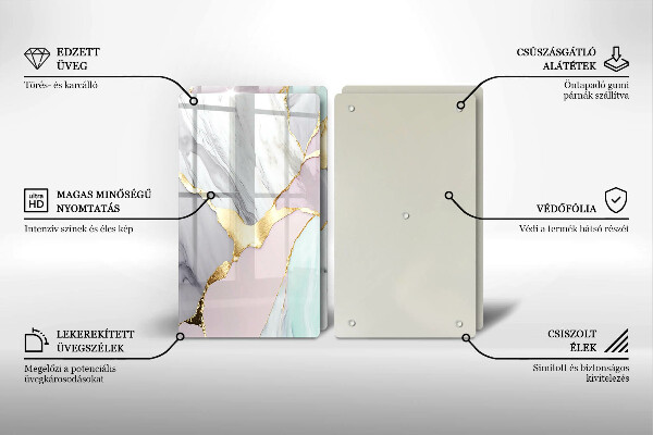 Placă din sticla protectie perete Marmură pastel