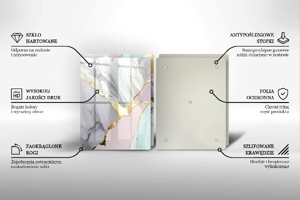 Placă din sticla protectie perete Marmură pastel