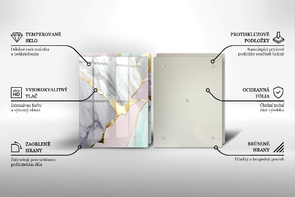 Placă din sticla protectie perete Marmură pastel