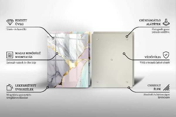 Placă din sticla protectie perete Marmură pastel