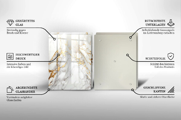 Placă din sticla protectie perete Marmură ușoară cu aur