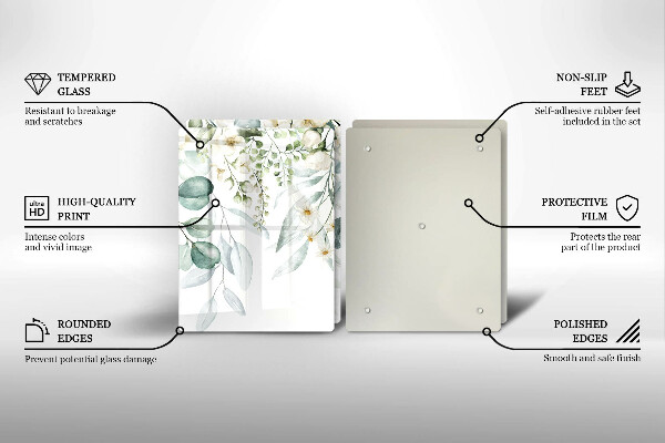 Placă din sticla protectie perete Plante acuarela