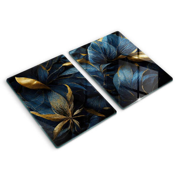 Placă din sticla protectie perete Frunze decorative cu aur